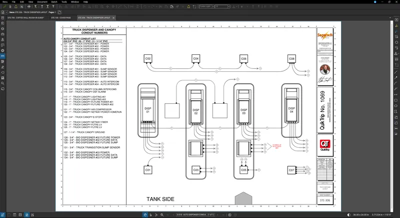 Sagetech electrical design developed with Bluebeam software